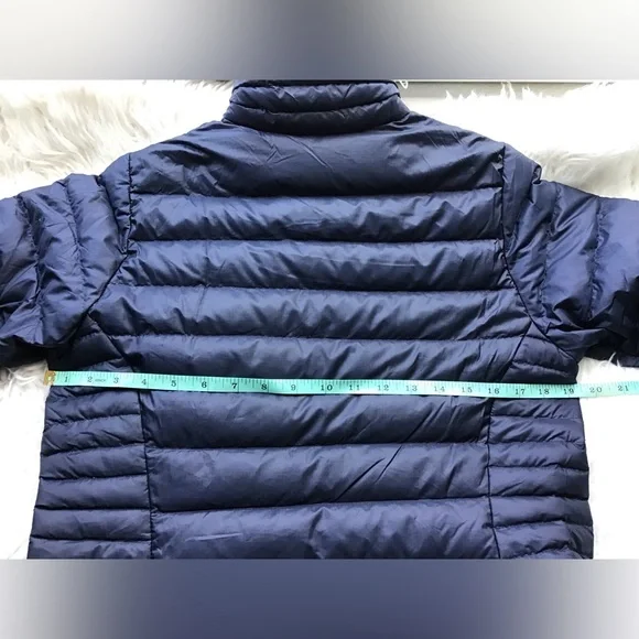 🏔Patagonia Down Sweater Jacket Full Zip Women Sz-Small Navy & Turquoise Quilted - Picture 11 of 12